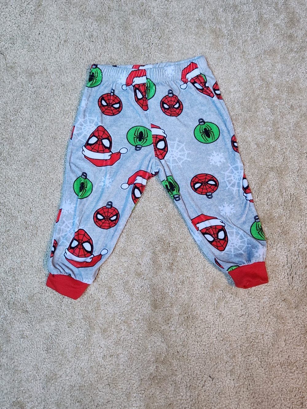 Spiderman Holiday Gray Kids Pajama Pants - Red & Green Accents